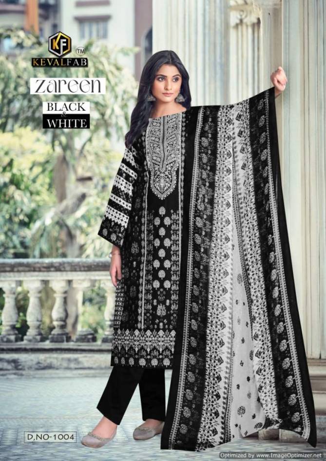 Zareen Black And White By Keval Printed Cotton Dress Material Wholesale Market In Surat